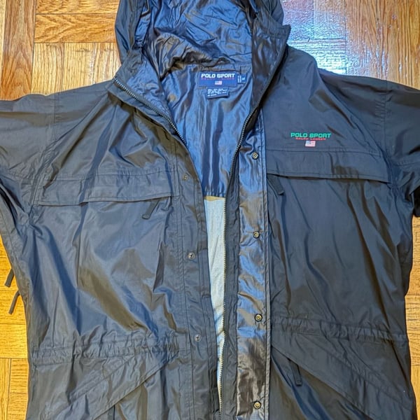 Polo Sport Ralph Lauren Jacket Size M Black Hooded Waterproof Shell