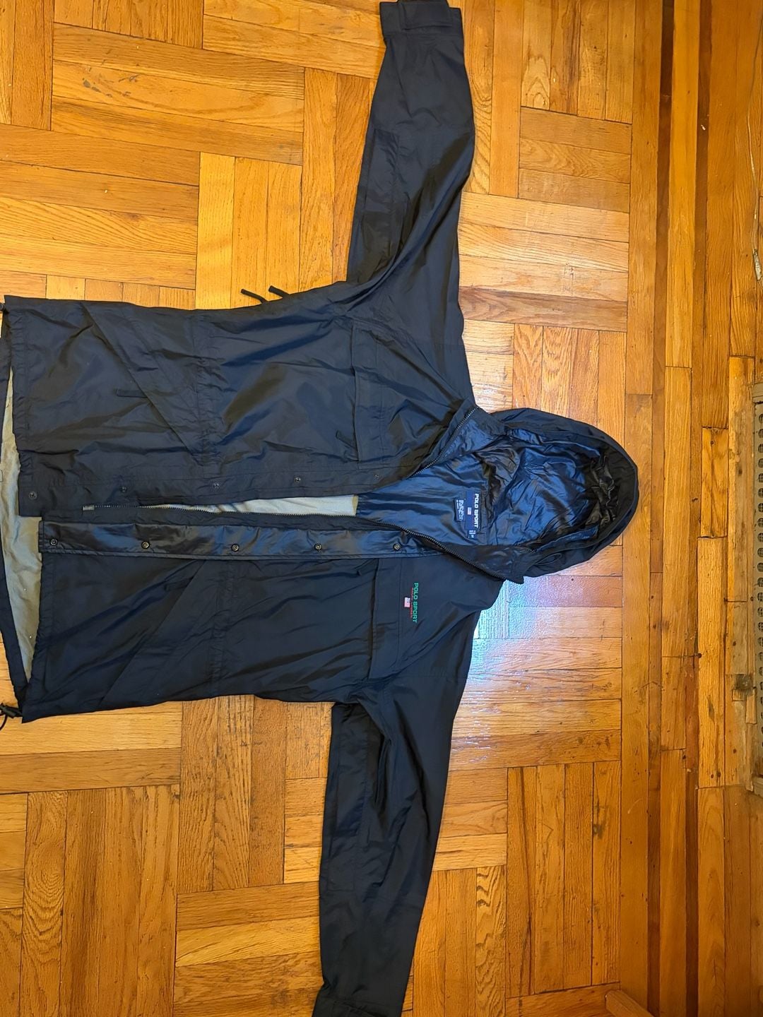 Polo Sport Ralph Lauren Jacket Size M Black Hooded Waterproof Shell 3