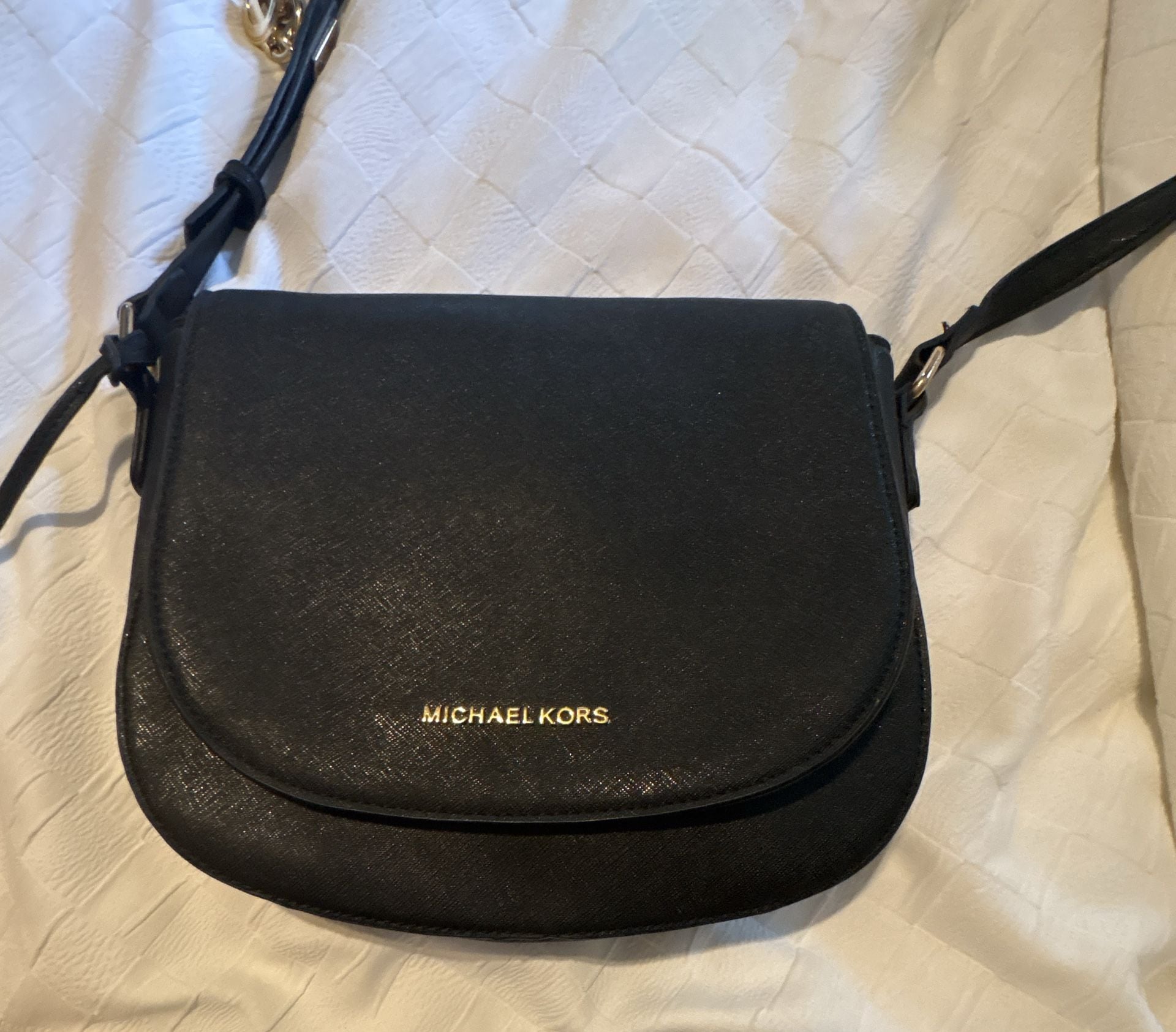 Michael Kors Black Saffiano Leather Flap Crossbody Bag 2