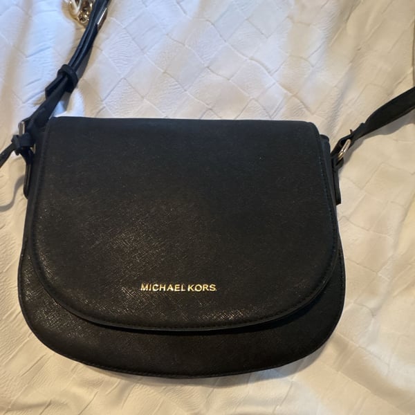 Michael Kors Black Saffiano Leather Flap Crossbody Bag