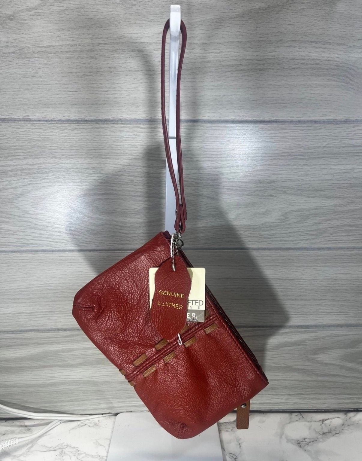 Genuine Leather Burnt Orange Wristlet Clutch Wallet 4