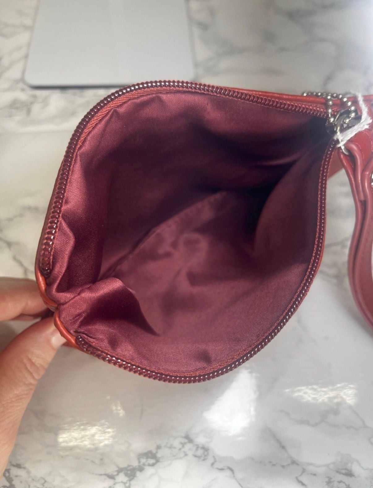 Genuine Leather Burnt Orange Wristlet Clutch Wallet 6