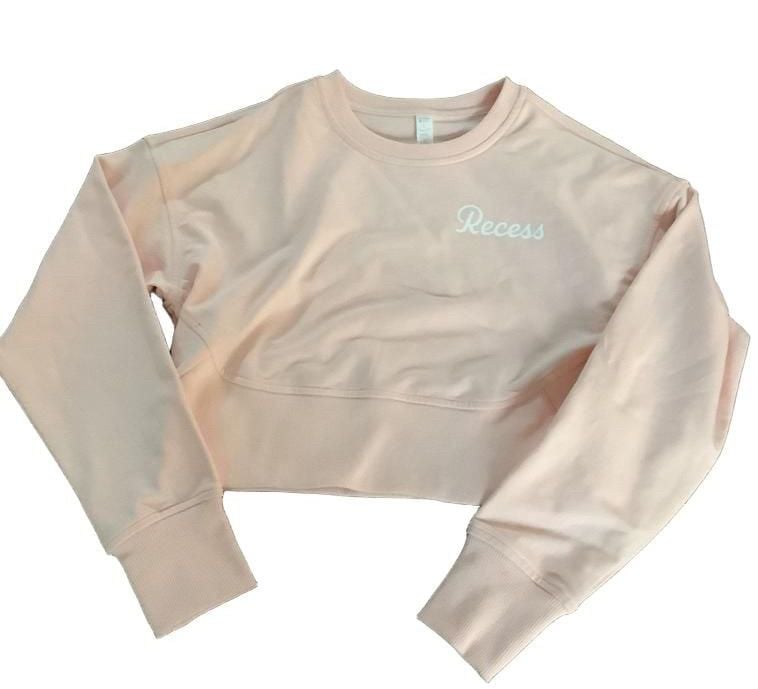 Zella Recess Pickleball Club Cropped Sweatshirt Size L Pink 2