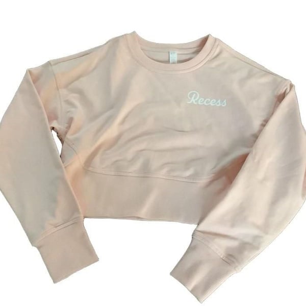 Zella Recess Pickleball Club Cropped Sweatshirt Size L Pink