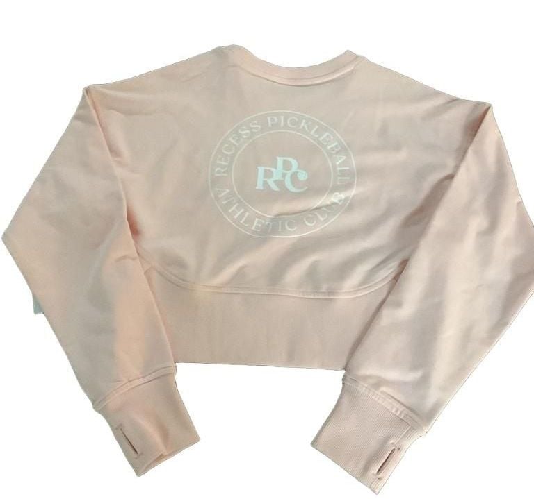 Zella Recess Pickleball Club Cropped Sweatshirt Size L Pink 3