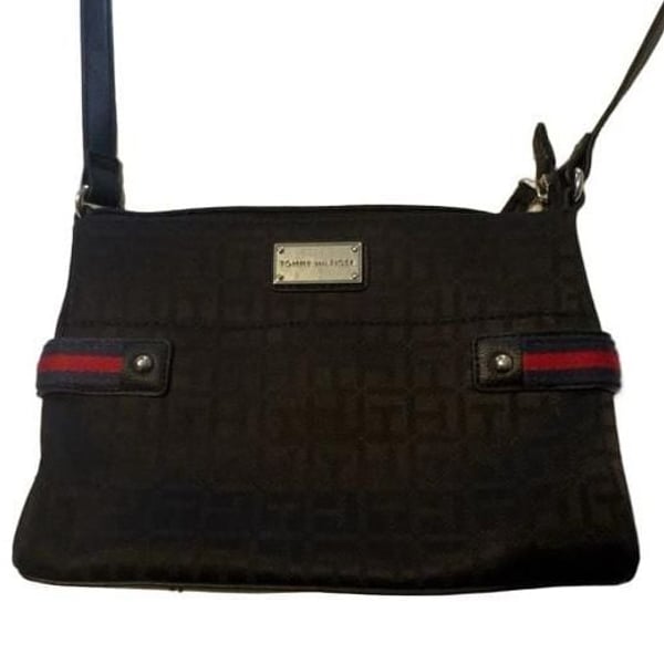 Tommy Hilfiger Monogram Crossbody Bag Black Nylon