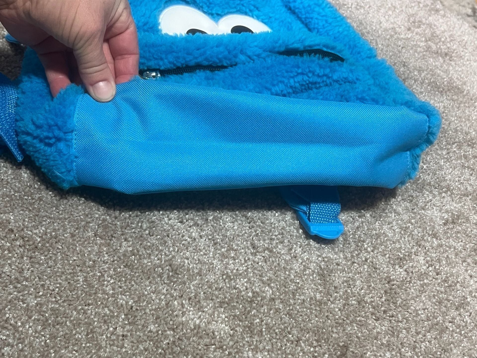 Sesame Street Cookie Monster Toddler Plush Backpack Blue 9