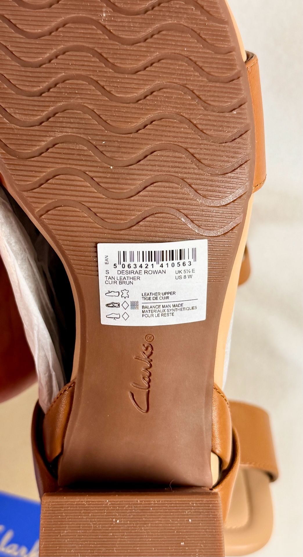 Clarks Desirae Rowan Leather Block Heel Sandal, Camel, Women’s 8W 6