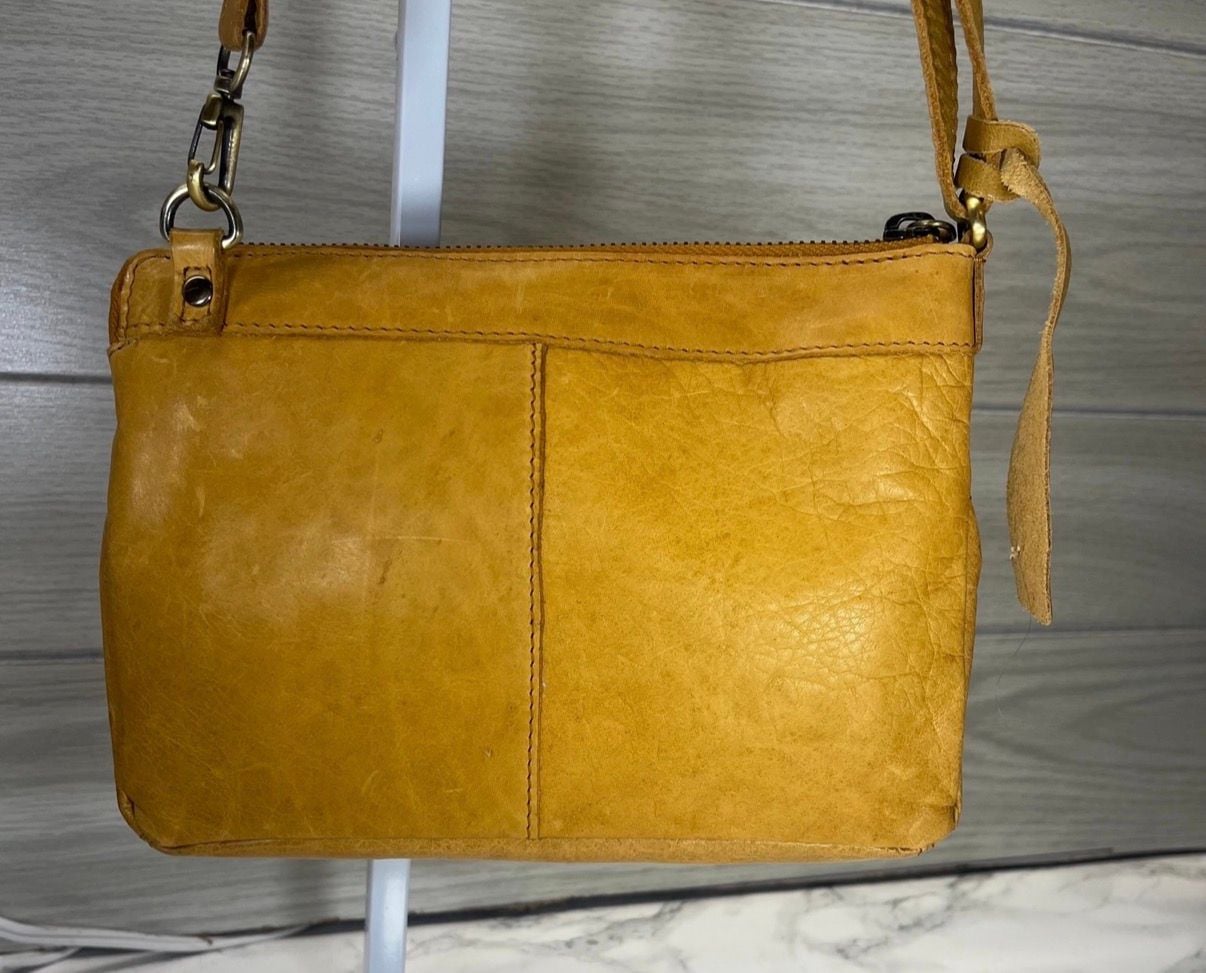 Wise Owl Leather Crossbody Bag Mustard Yellow 5