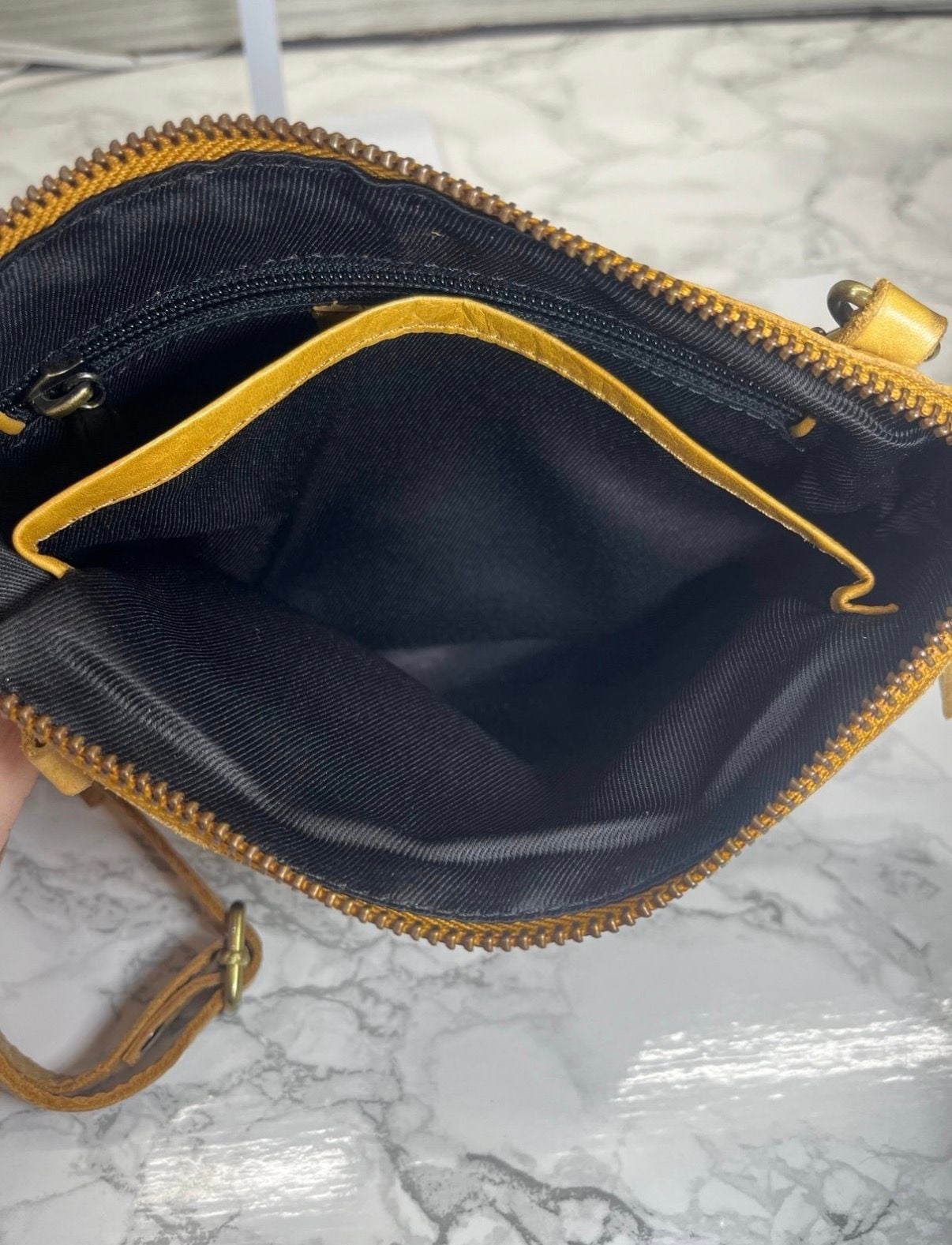 Wise Owl Leather Crossbody Bag Mustard Yellow 8