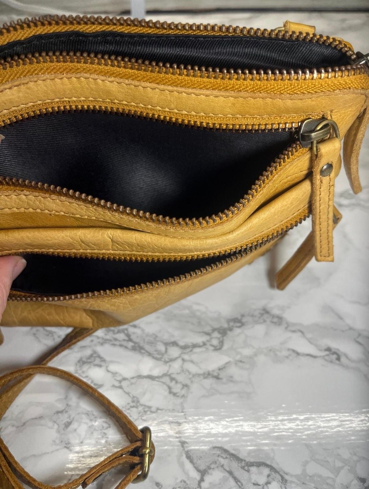 Wise Owl Leather Crossbody Bag Mustard Yellow 9