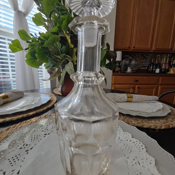 Val St. Lambert Crystal Siebel Decanter Clear Cut Glass Stopper
