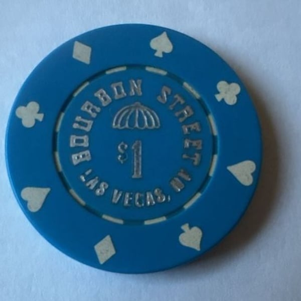 1992 Bourbon Street Casino Las Vegas Nevada NV Chip Blue 8Suits Mold