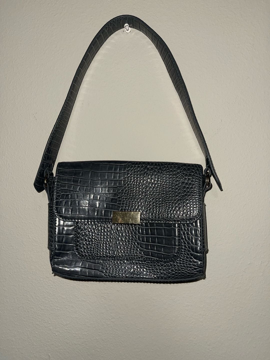 A New Day Black Crocodile Embossed Shoulder Bag 2