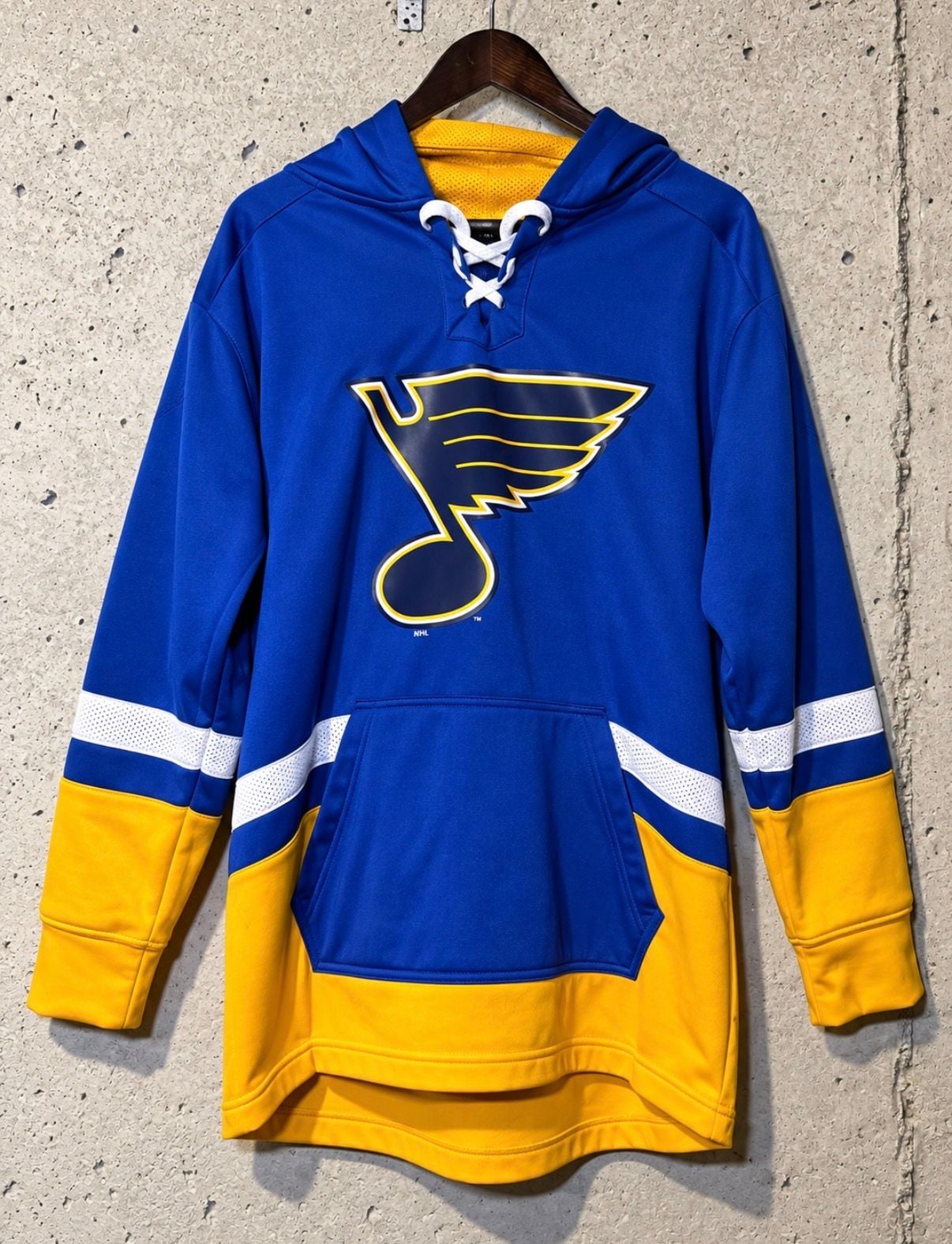 Fanatics St. Louis Blues NHL Lace-Up Hockey Hoodie Blue Yellow 2
