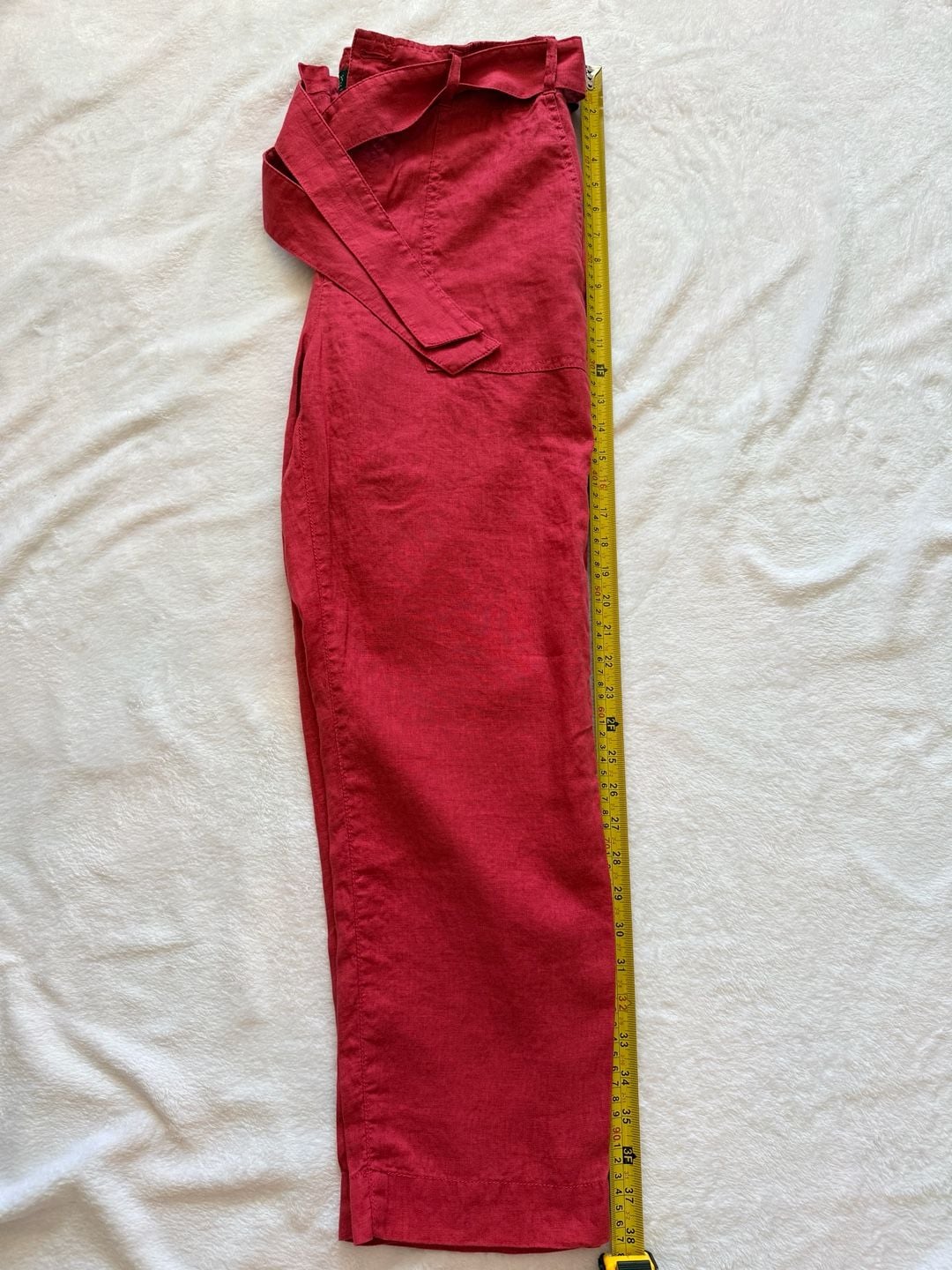 Lauren Ralph Lauren Pants Size 8 raspberry Linen Belted Utility Trousers
7