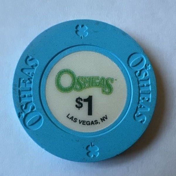 O'Sheas Casino $1 Las Vegas NV Poker Chip Blue