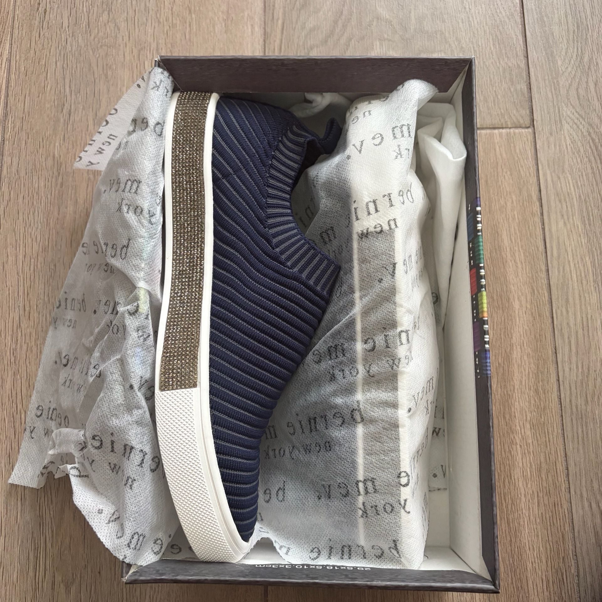 Bernie Mev Sparky Size 41 Navy Crystal Slip On Sneakers 7