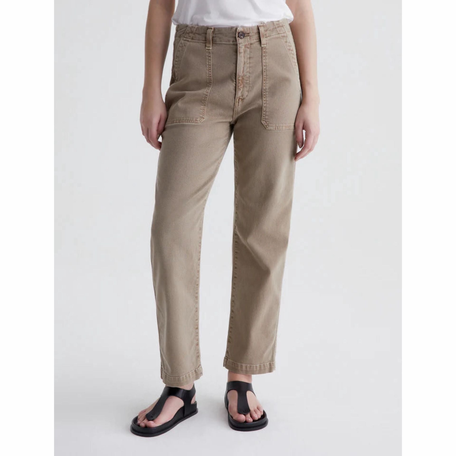 AG Analeigh High-Rise Straight Crop Pants Sulfur Desert Taupe 2