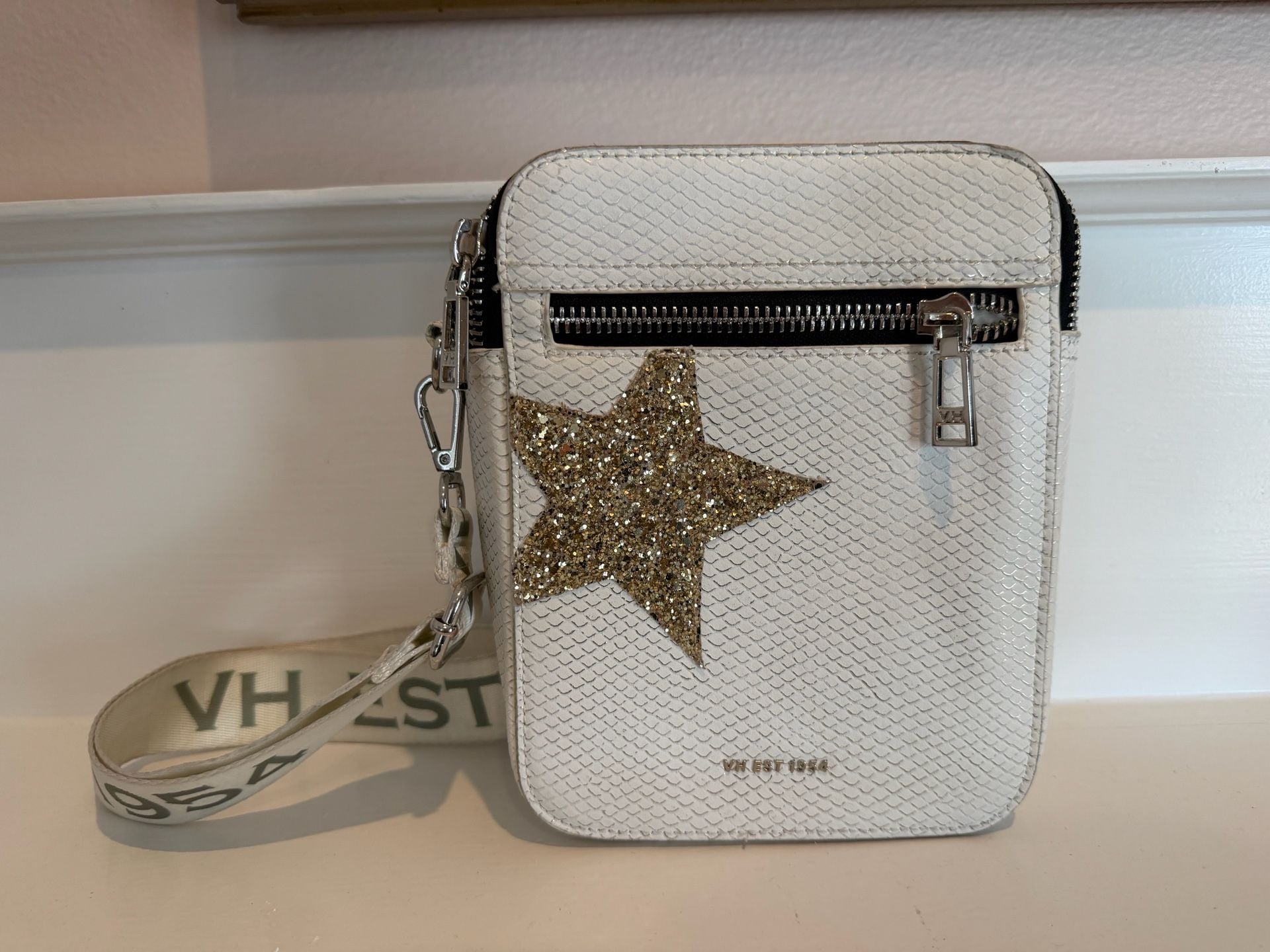 Vintage Havana Rocker Snake White Gold Star Crossbody Bag 3