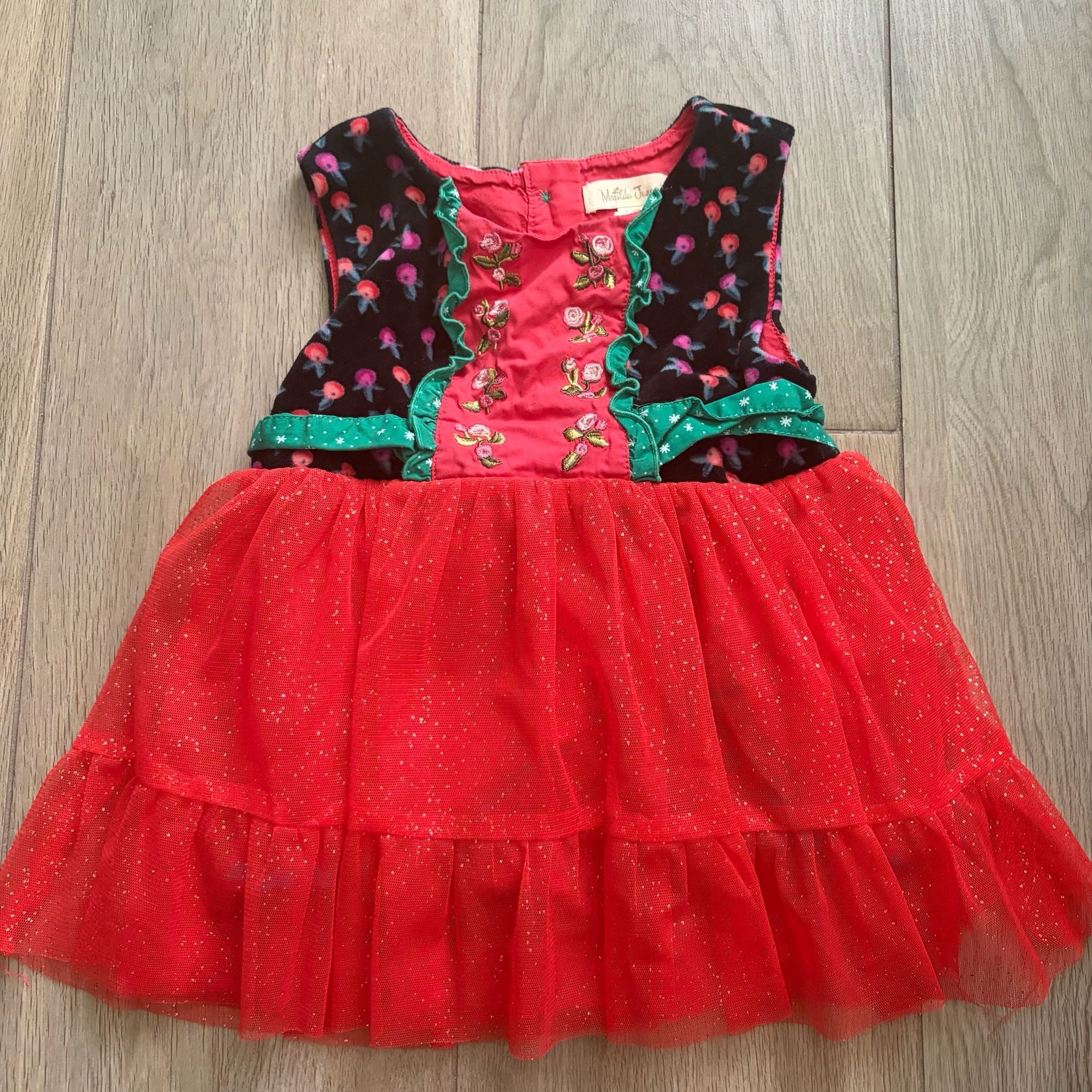 Matilda Jane Caroling Away Dress Size 4 Red Tulle Holiday 2