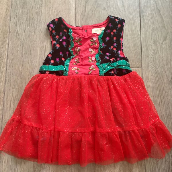 Matilda Jane Caroling Away Dress Size 4 Red Tulle Holiday