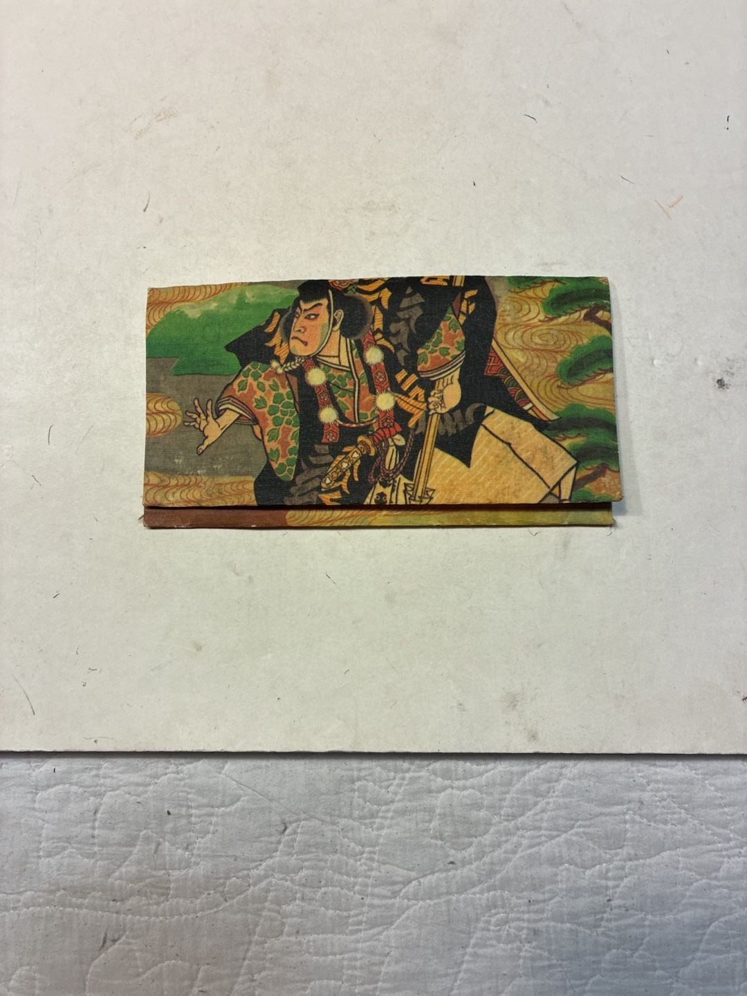 Vintage Japanese Paper Wallet Kyoto Yuzenzome Art Kabuki Actor Print 2