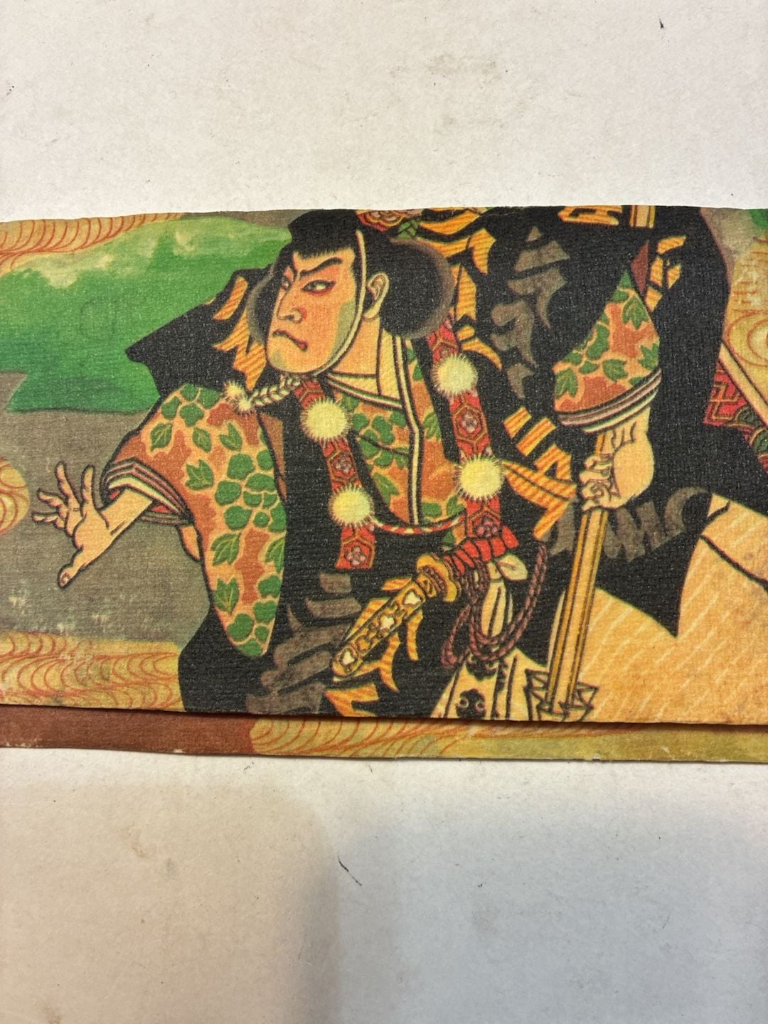 Vintage Japanese Paper Wallet Kyoto Yuzenzome Art Kabuki Actor Print 4