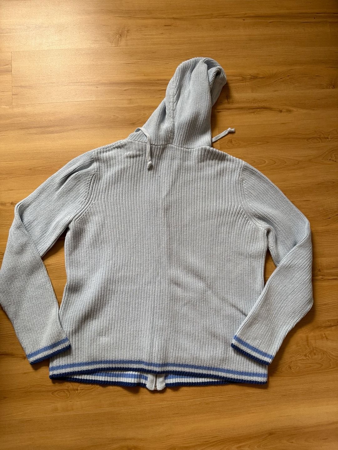 Lands' End Drifter Zip Hoodie Size M Light Blue Cotton Sweater 5