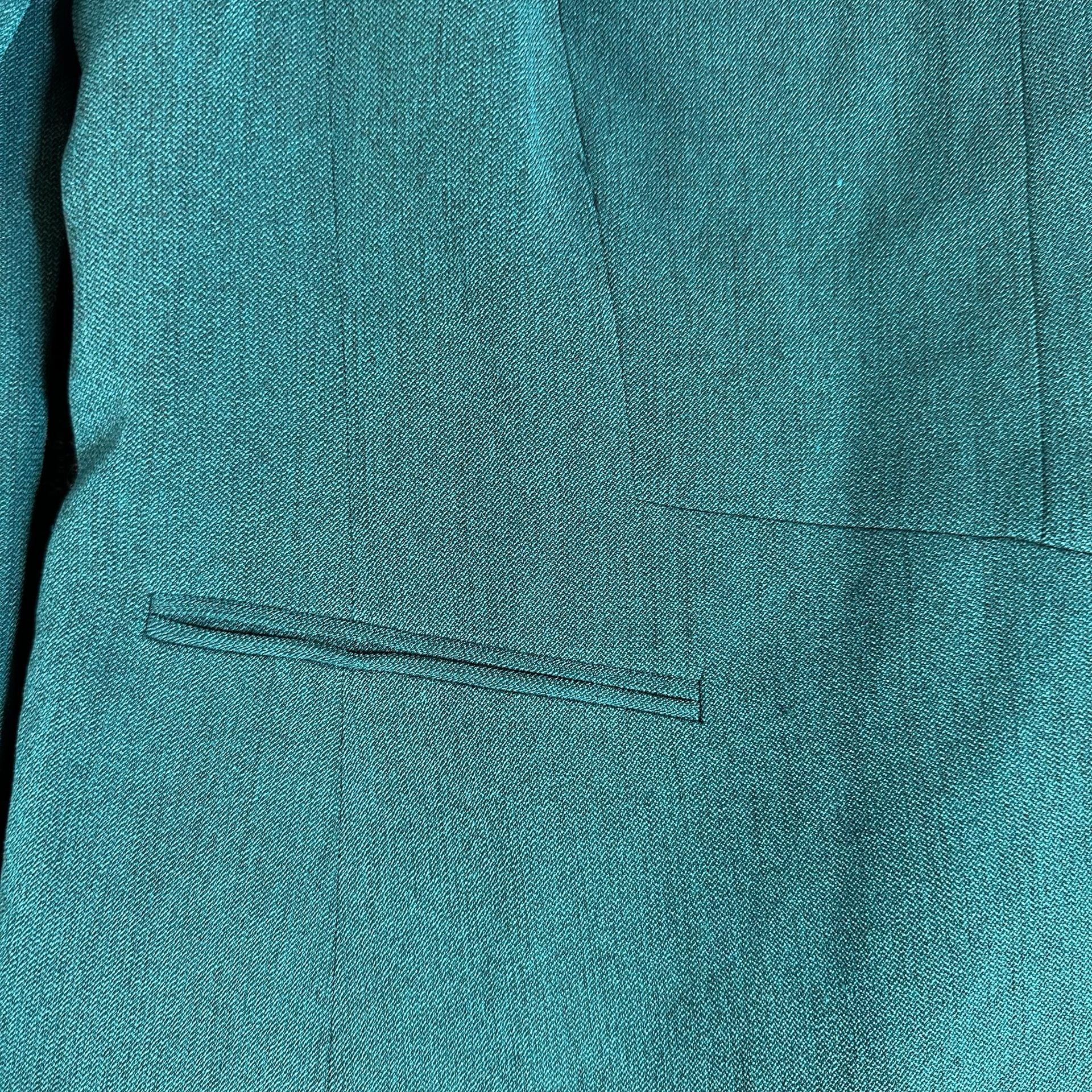 Kasper Collarless Open Blazer Size 16 Teal Green 9
