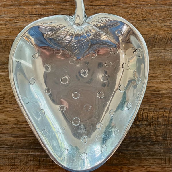 Vintage Pewter Strawberry Trinket Dish Catchall Tray