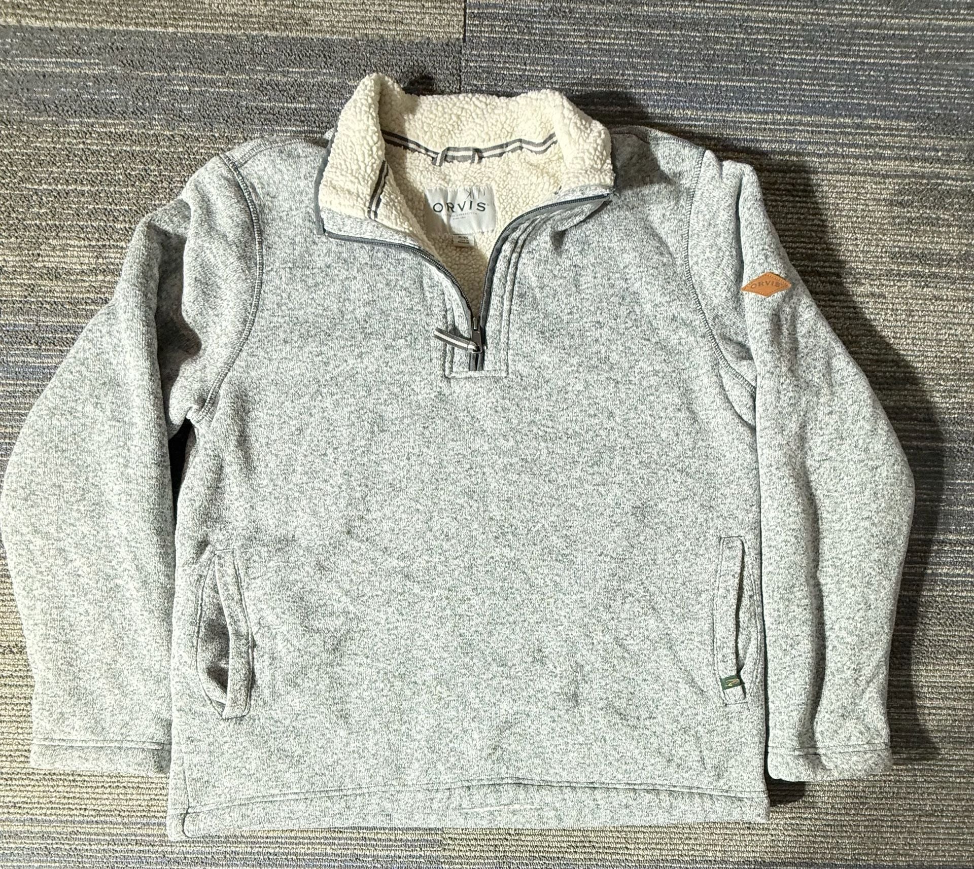 Orvis Sherpa Lined 1/4 Zip Pullover Size XL Gray 2
