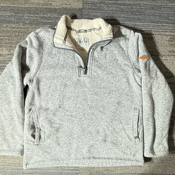 Orvis Sherpa Lined 1/4 Zip Pullover Size XL Gray