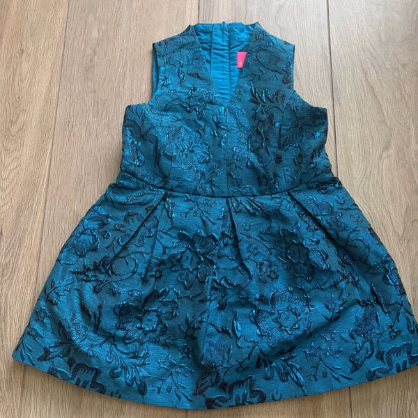 Lilly Pulitzer Mini Tanlee Dress Size 3 Teal Bay Blooming Brocade Brocade