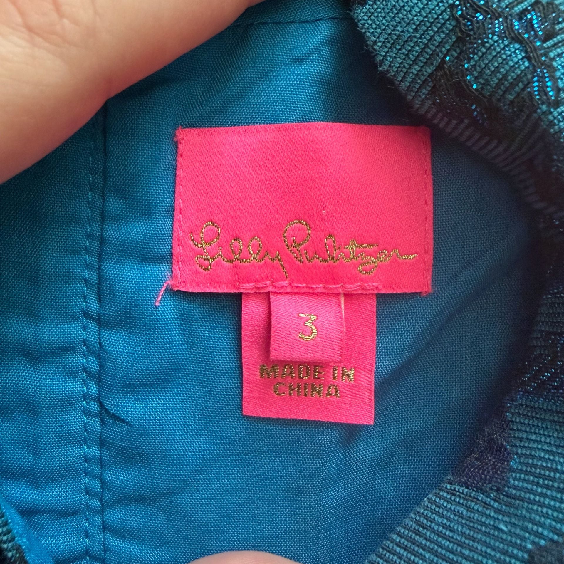 Lilly Pulitzer Mini Tanlee Dress Size 3 Teal Bay Blooming Brocade Brocade 3