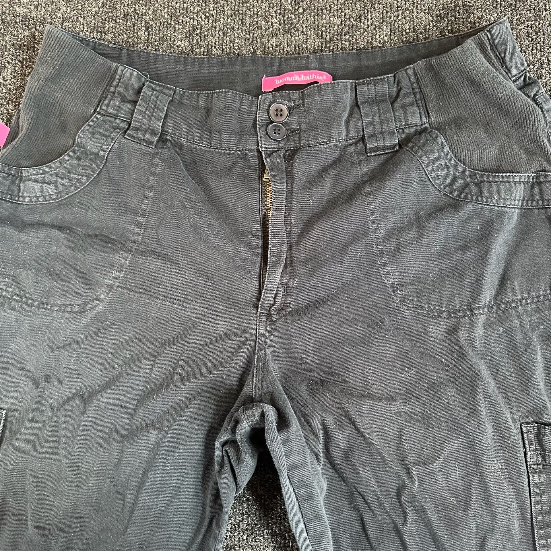 Maternity Woman Within Cargo Pants Size 16W Black Cotton Natural Fit 1