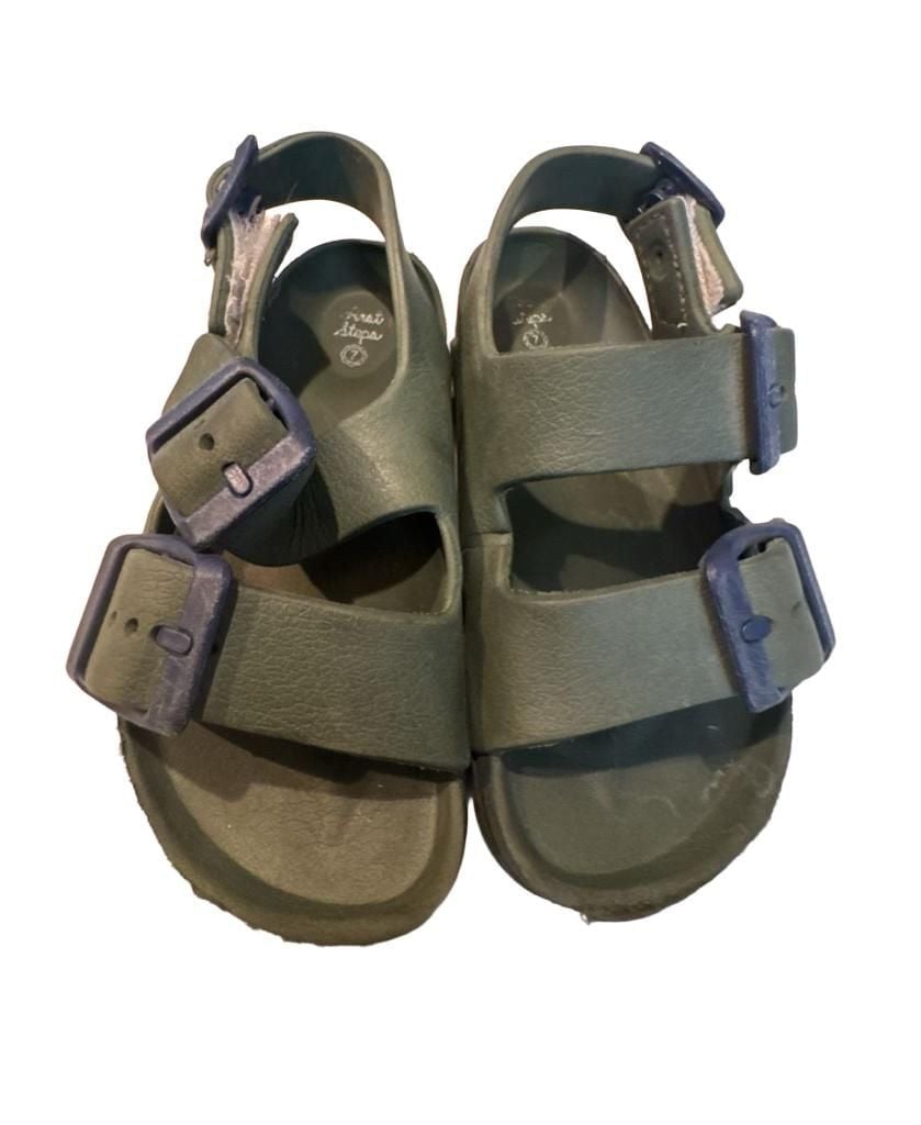 First Steps Olive Double Buckle Sandals Size 7 2