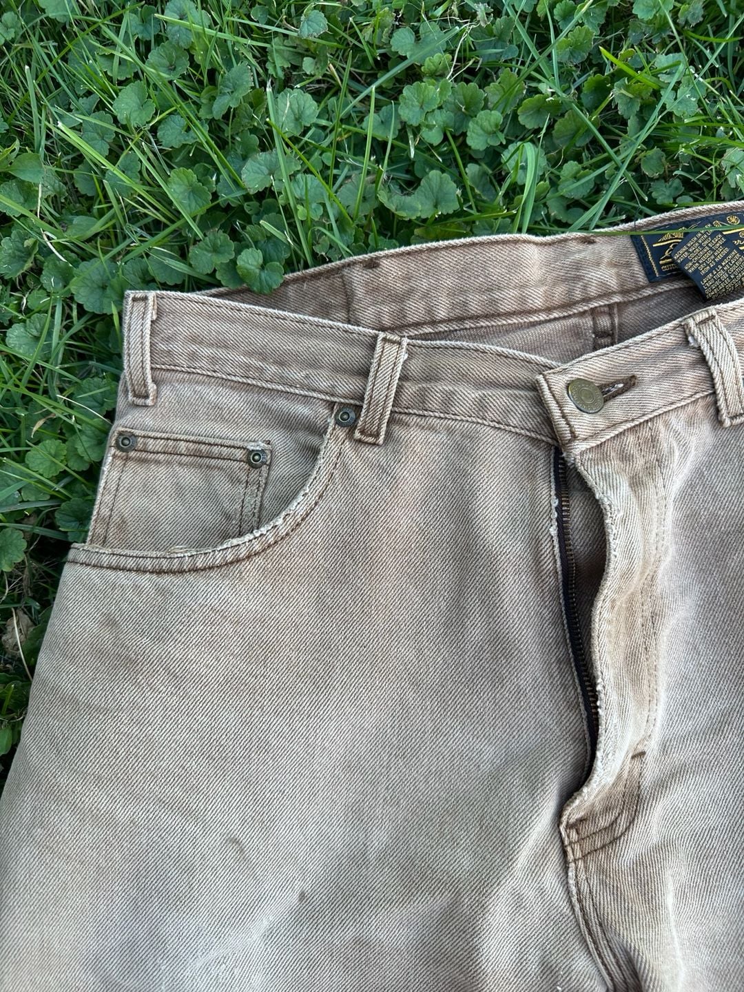 Eddie Bauer Vintage Distressed Brown Cotton Work Pants Thrashed Grunge 4