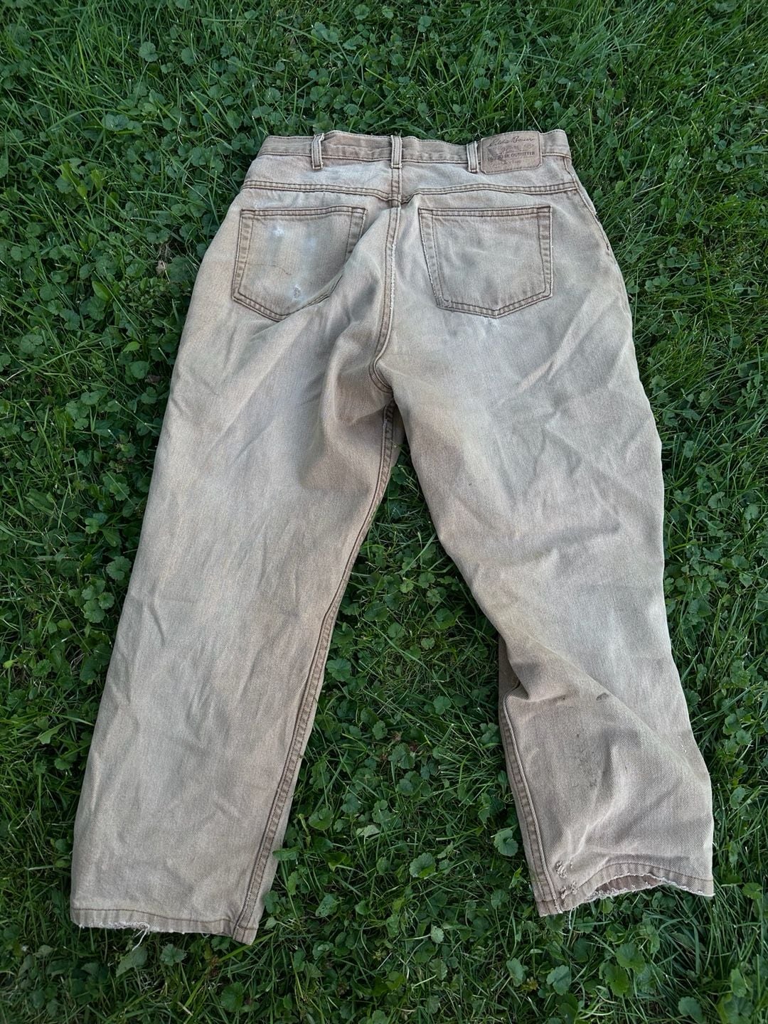 Eddie Bauer Vintage Distressed Brown Cotton Work Pants Thrashed Grunge 6