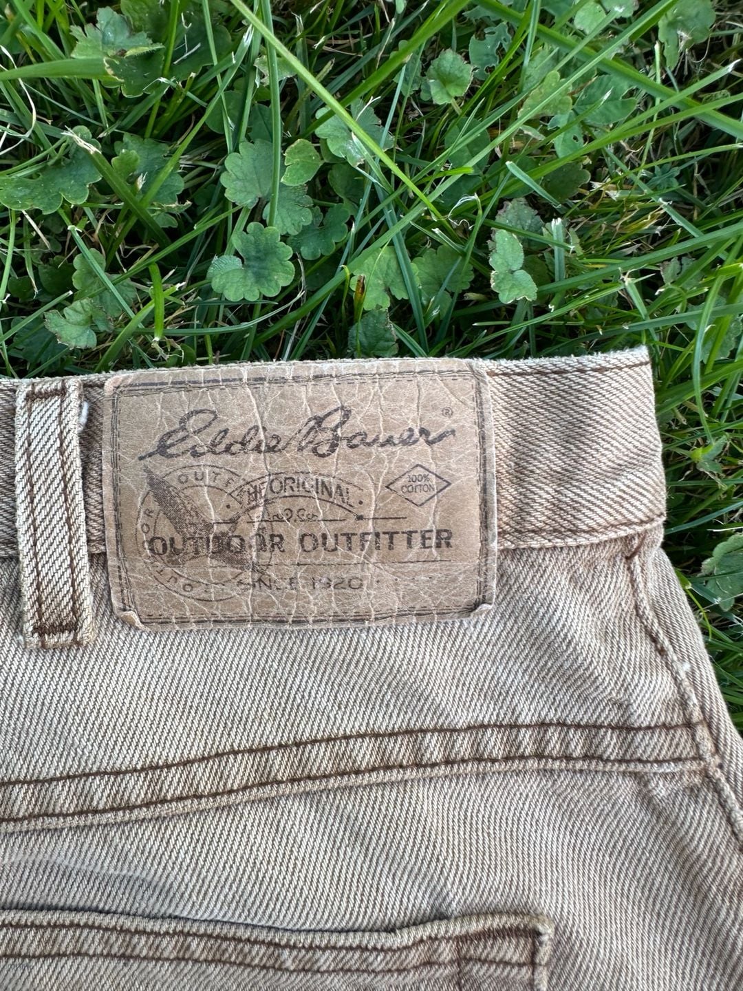 Eddie Bauer Vintage Distressed Brown Cotton Work Pants Thrashed Grunge 9