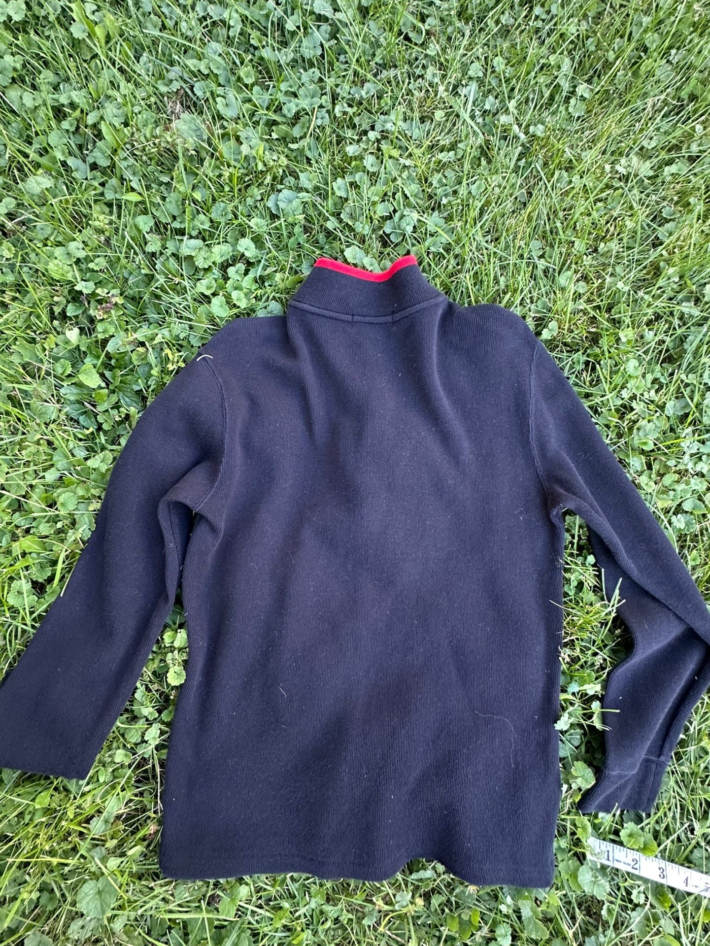 Polo Ralph Lauren Quarter Zip Sweater Size L 14-16 Black Red Cotton 7
