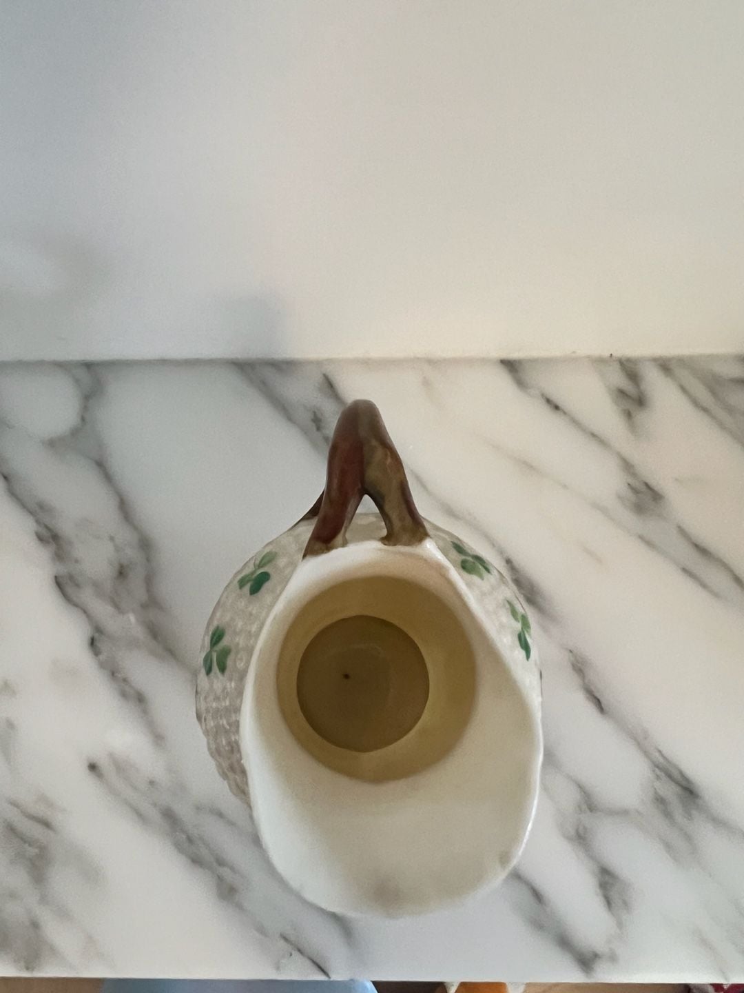 Belleek Shamrock Basketweave Creamer Pitcher Jug Ireland 5