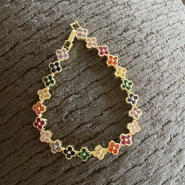 bohemian multicolor flower bracelet 