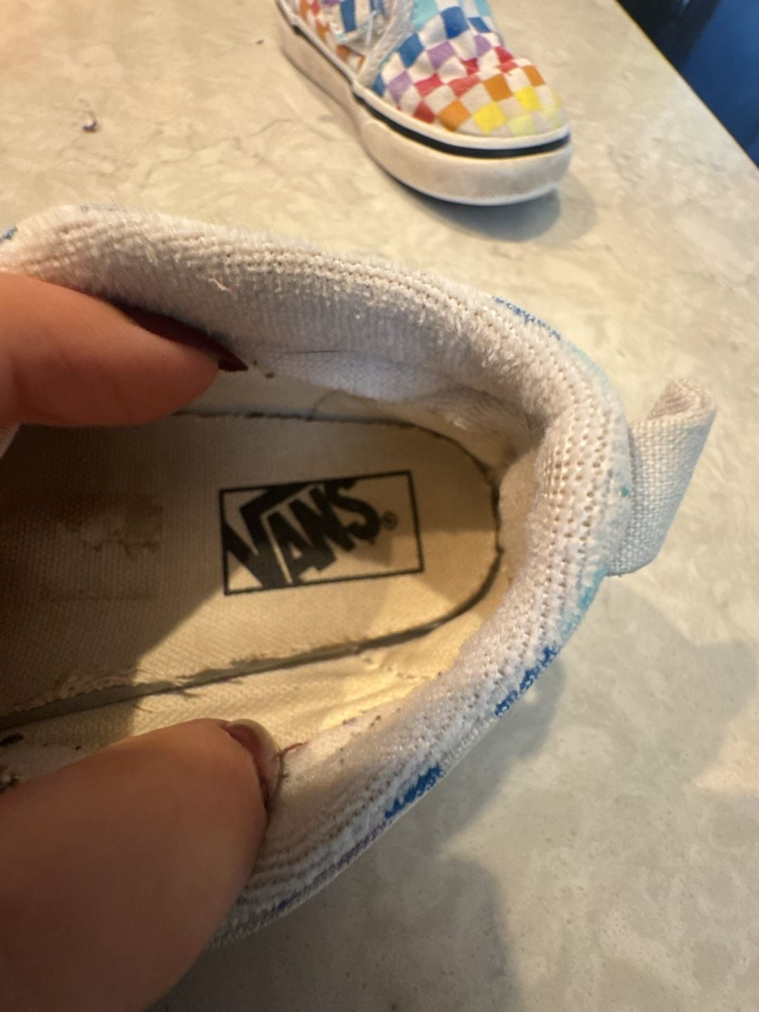 Vans Classic Slip-On Rainbow Checkerboard Toddler Size 8 5