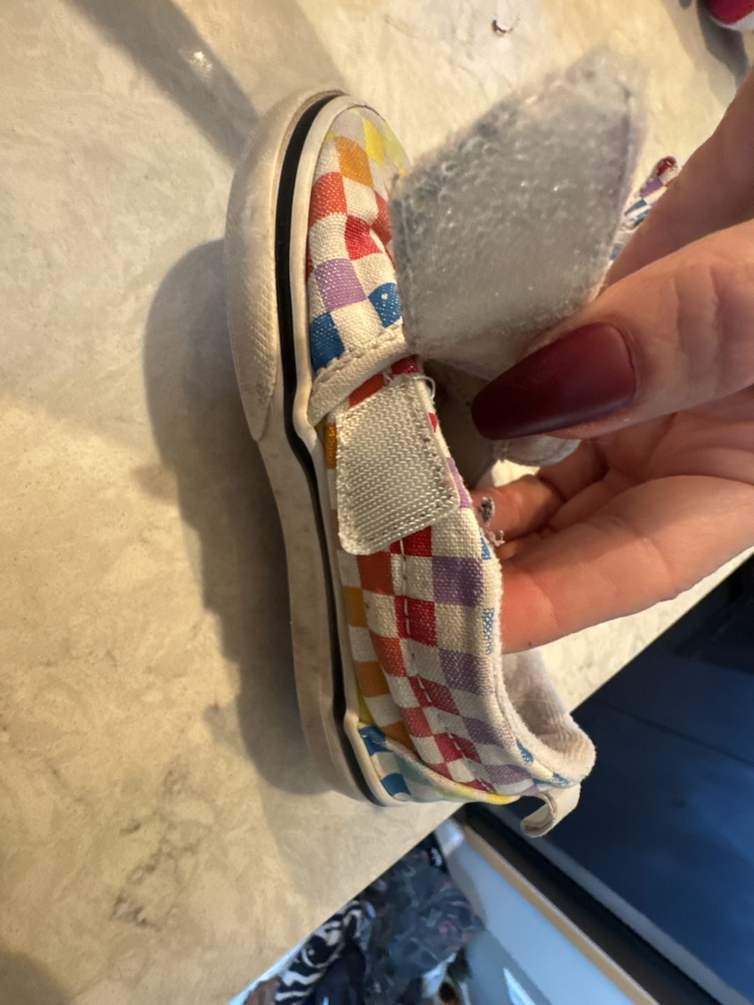 Vans Classic Slip-On Rainbow Checkerboard Toddler Size 8 7