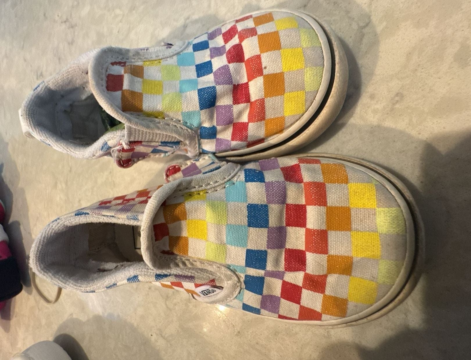 Vans Classic Slip-On Rainbow Checkerboard Toddler Size 8 3