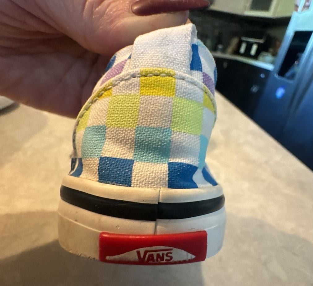 Vans Classic Slip-On Rainbow Checkerboard Toddler Size 8 6