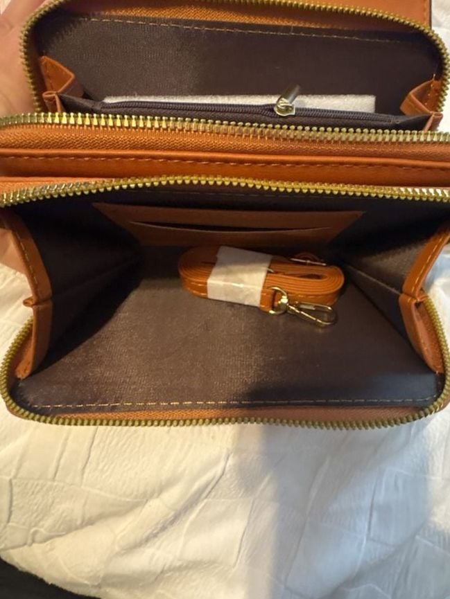Forever Young Crossbody Wallet Phone Bag Brown PU Leather 3