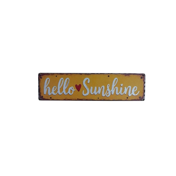 “Hello Sunshine” Wooden Sign 3X12 Vintage Farmhouse Wall Sign