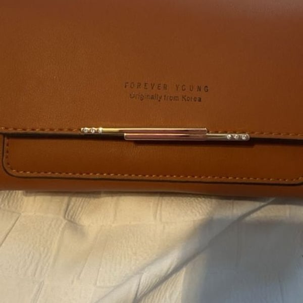 Forever Young Crossbody Wallet Phone Bag Brown PU Leather